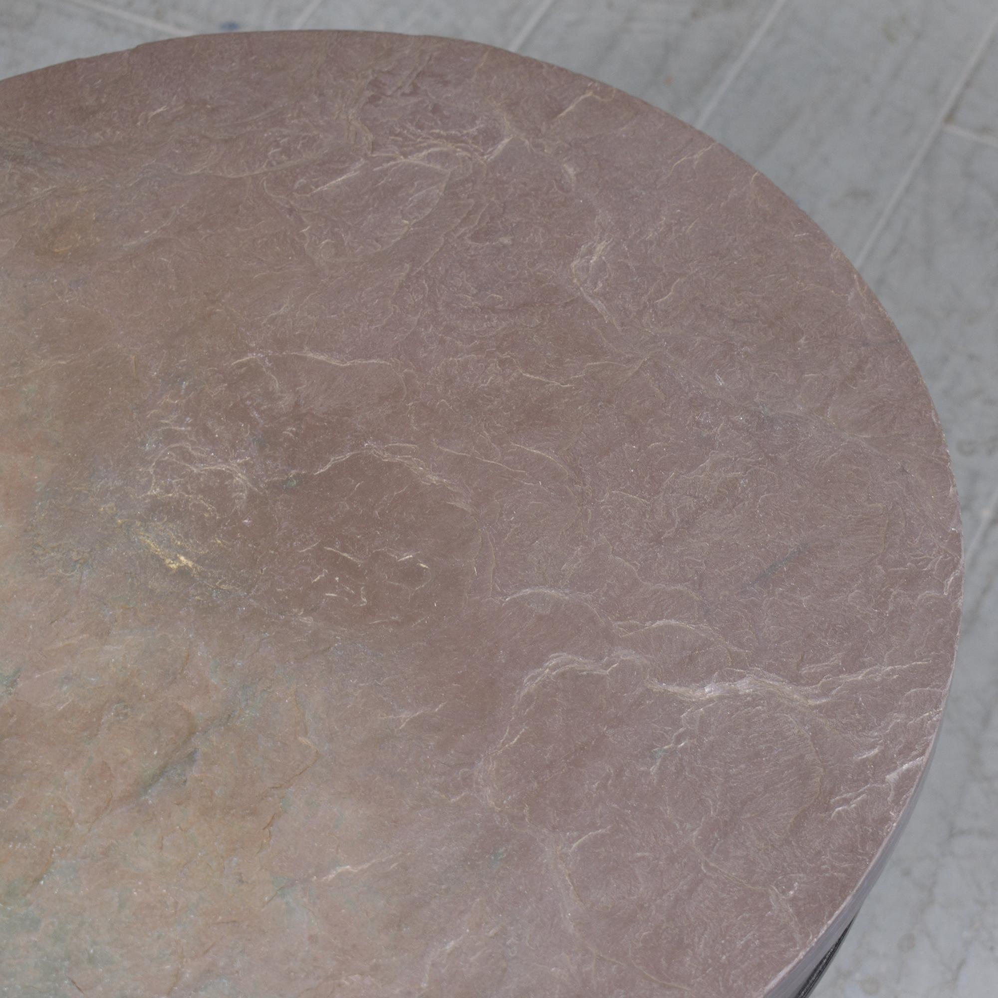 Mid-20th Century Restored Vintage Regency-Style Round Side Table with Grey Marble Top For Sale