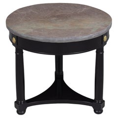 Restored Used Regency-Style Round Side Table with Grey Marble Top