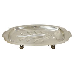 Vintage Regency Style Silver Plated 18" Footed Meat Tray Cutlery Platter