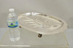Vintage Regency Style Silver Plated 18" Footed Meat Tray Cutlery Serving Platter
