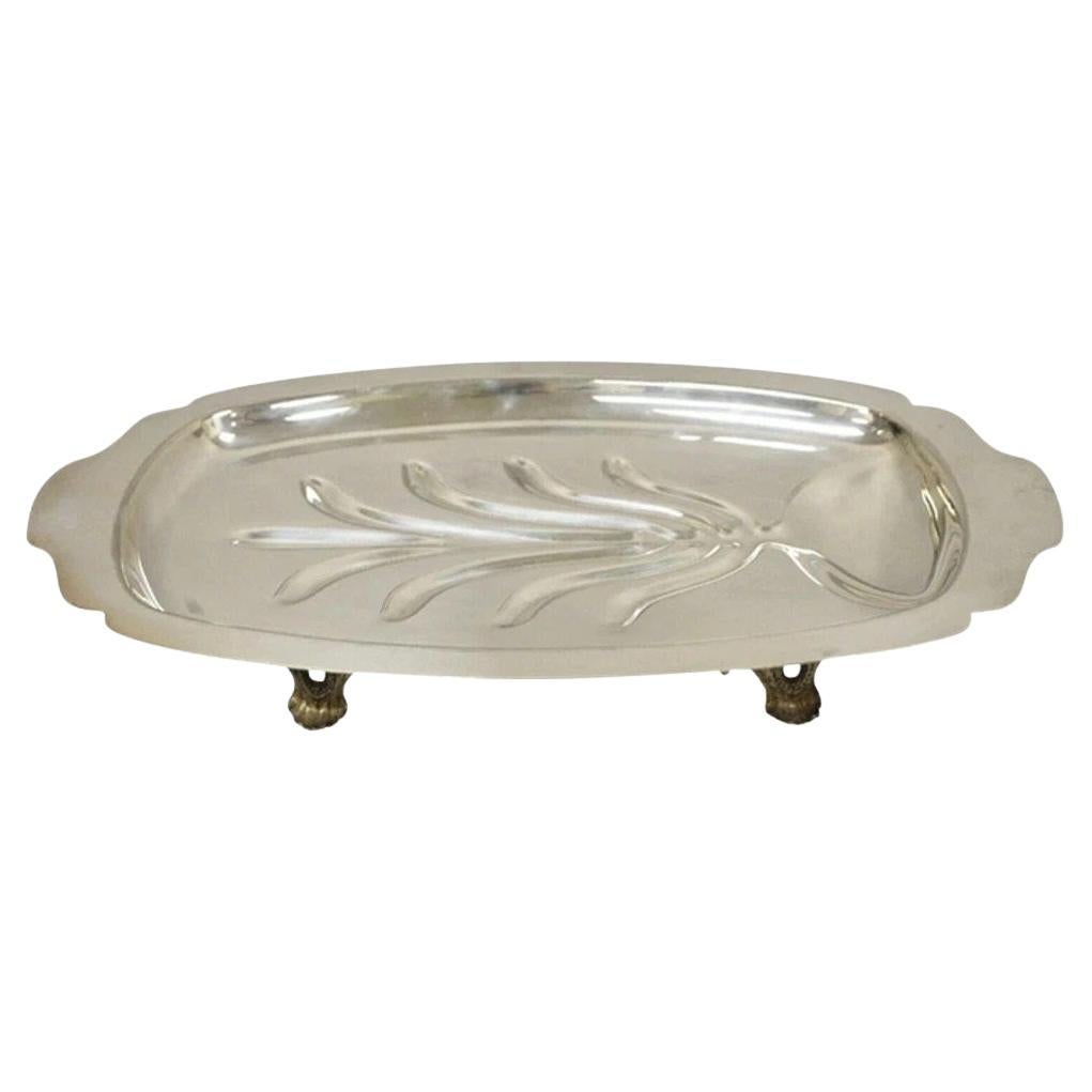 Vintage Regency Style Silver Plated 18" Footed Meat Tray Cutlery Serving Platter