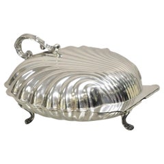 Plato de servir con bisagra de concha de almeja chapado en plata estilo Regencia Vintage