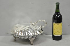 Scaldino vintage in stile Regency, placcato argento, a forma di conchiglia con cerniera e manico decorato con motivi floreali