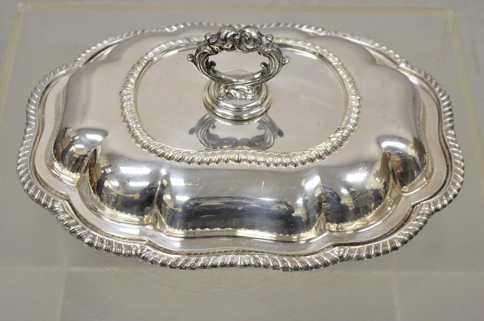 Vintage Regency Style Versilbert Gedeckte Gemüseplatte Servierteller (20. Jahrhundert) im Angebot