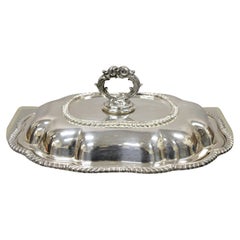Vintage Regency Style Silver Plated Covered Vegetable Dish Serving Platter