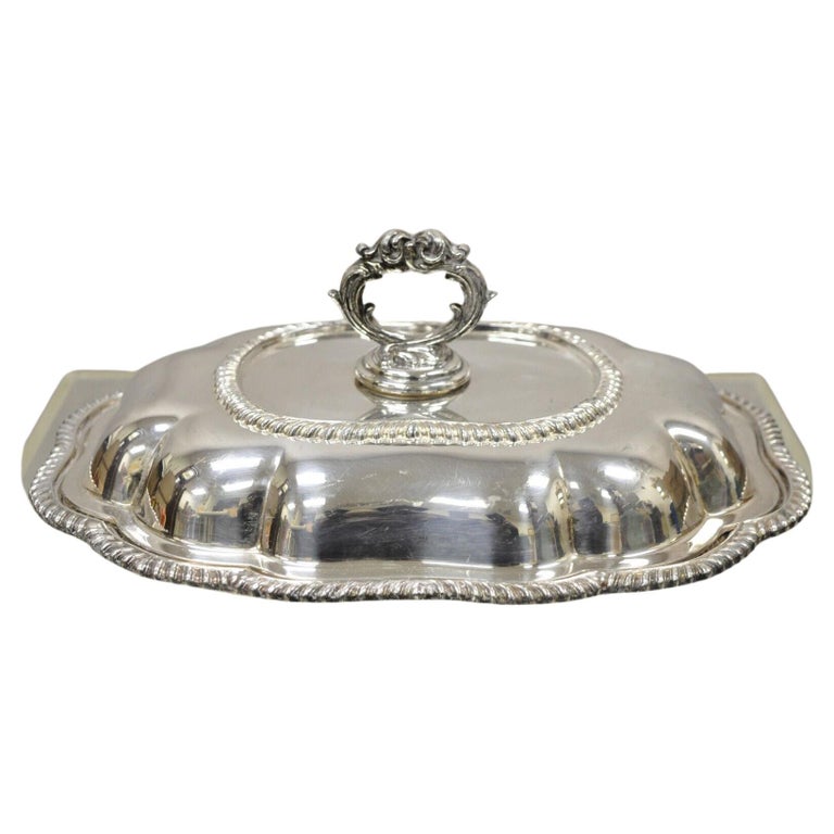 Vintage Regency Style Silver Plated Covered Vegetable Dish Serving