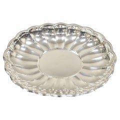 Vintage Regency Style Silver Plated Scalloped Oval Serving Platter Fruit Bowl