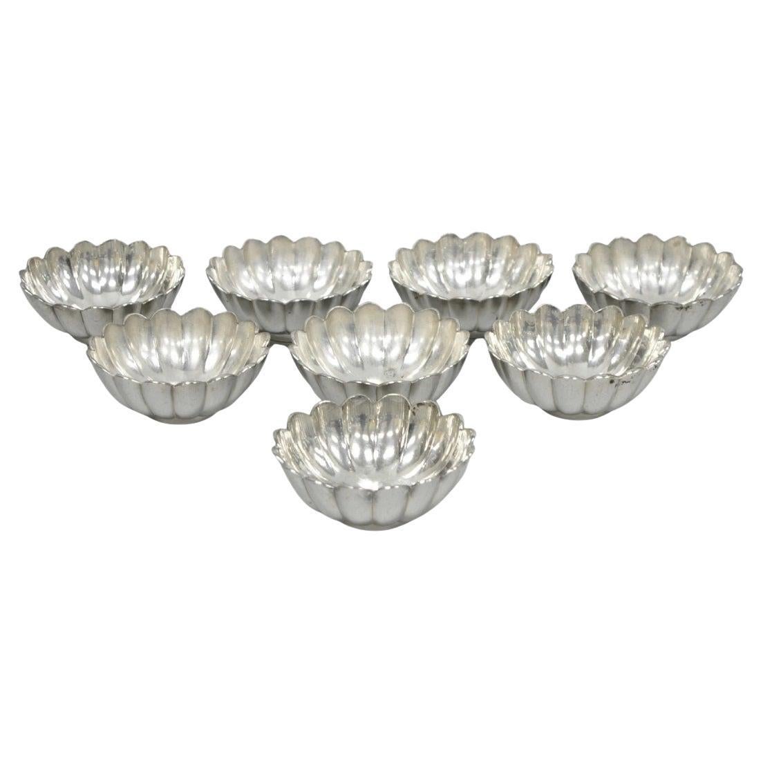 Vintage Regency Style Silver Plated Scalloped Stacking Nut Dish Bowl - Set of 8