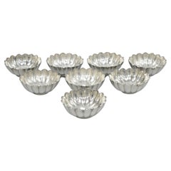 Vintage Regency Style versilbert Scalloped Stacking Nut Dish Schüssel - Set von 8