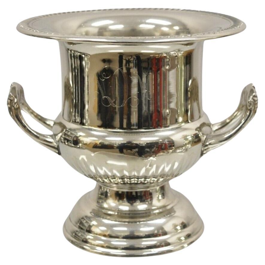 Vintage Regency Style Silver Plated Trophy Cup Champagne Chiller Ice Bucket For Sale