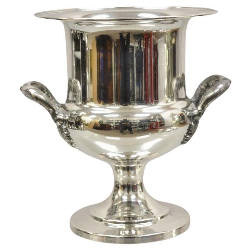 Vintage Regency Style Silver Plated Twin Handles Trophy Cup Champagne Ice Bucket For Sale