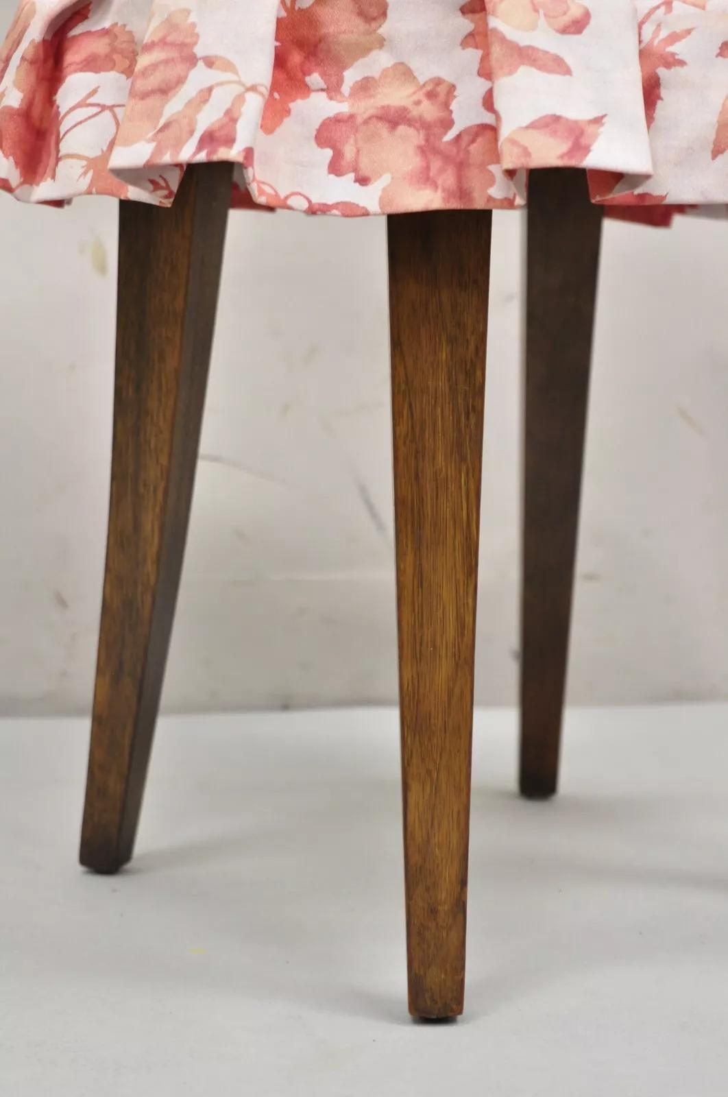 Unknown Vintage Regency Style Small Oval Mahogany Saber Leg Vanity Bench Stool