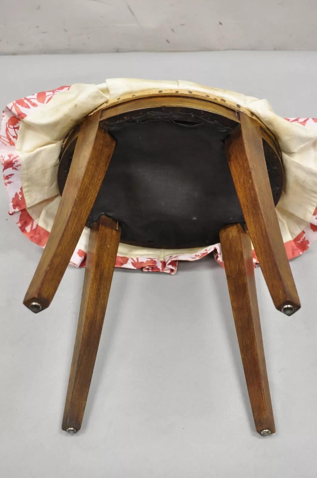 Vintage Regency Style Small Oval Mahogany Saber Leg Vanity Bench Stool 3