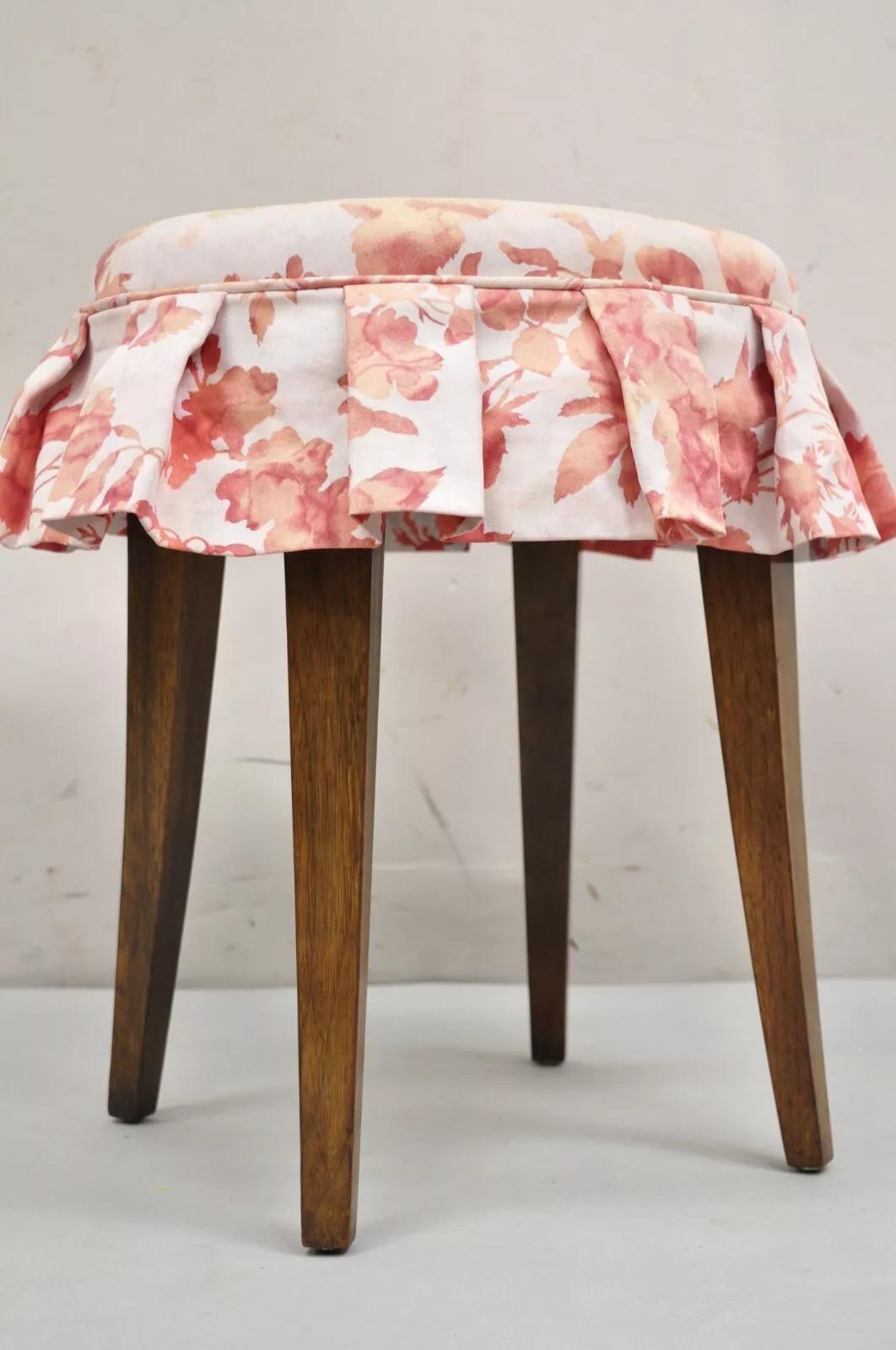 Vintage Regency Style Small Oval Mahogany Saber Leg Vanity Bench Stool 4