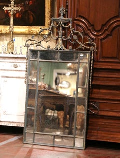 Vintage Regency Style Verdigris and Gilt Wall Mirror with Smoked Glass