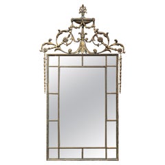 Vintage Regency Style Verdigris and Gilt Wall Mirror with Smoked Glass