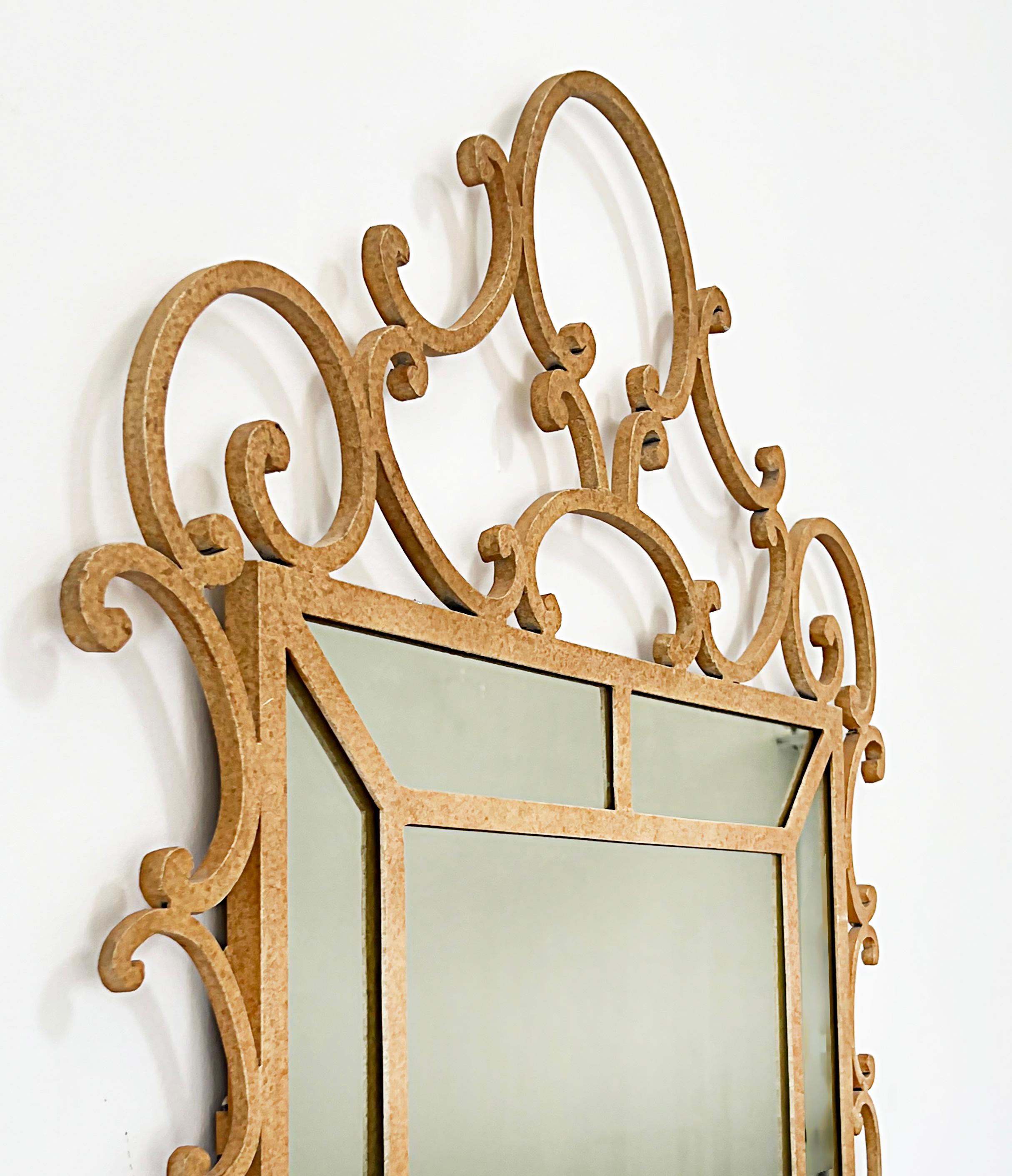 Hollywood Regency Vintage Regency Style Wrought Iron Mirror, Gilbert Poillerat  Manner For Sale