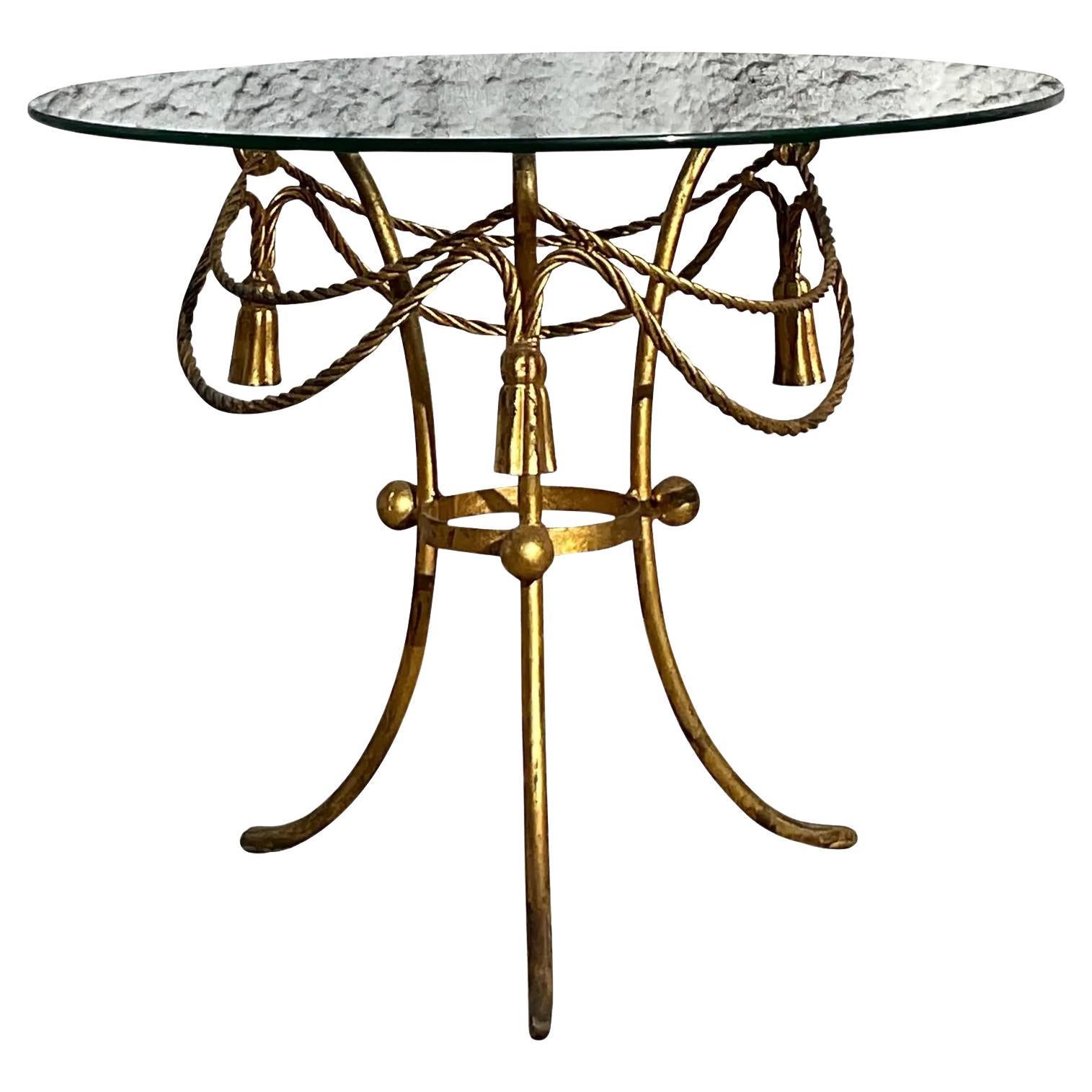 Table d'appoint Vintage Regency à houppes et glands