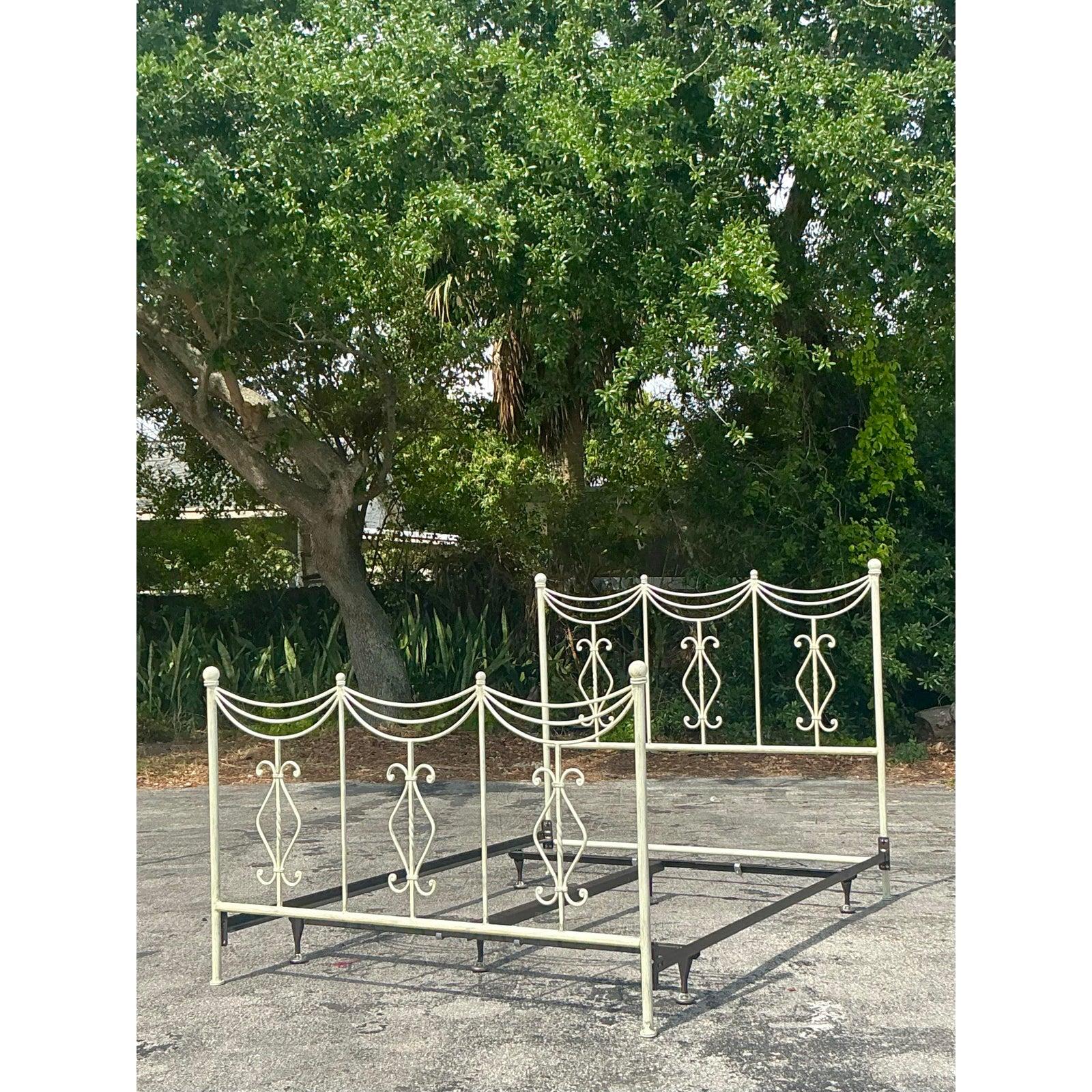 Vintage Regency Swag Metal Queen Bed For Sale 1