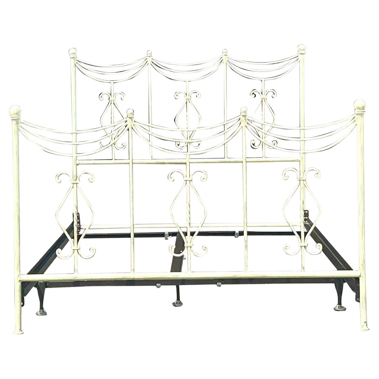 Vintage Regency Swag Metal Queen Bed