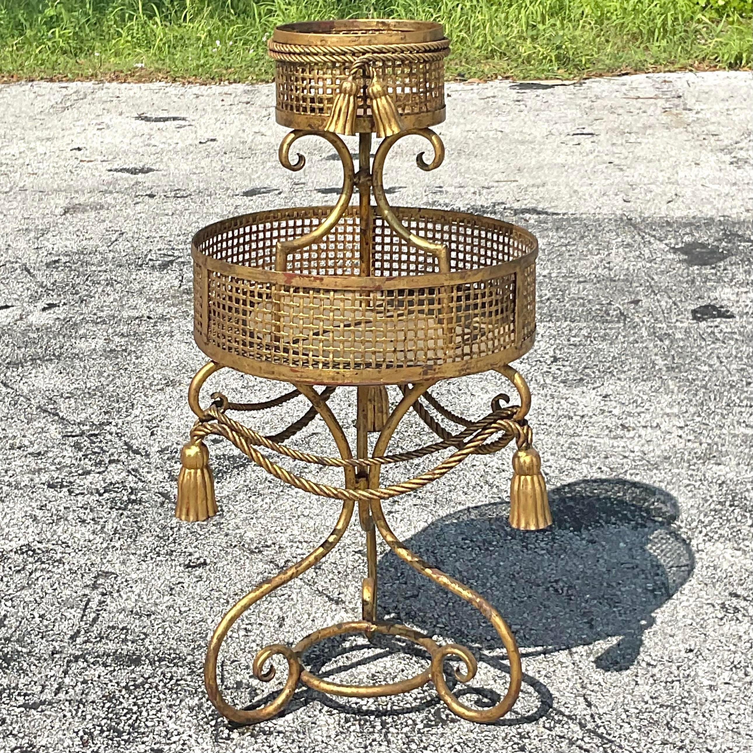 Vintage Regency Swag Plant Stand In Good Condition For Sale In west palm beach, FL