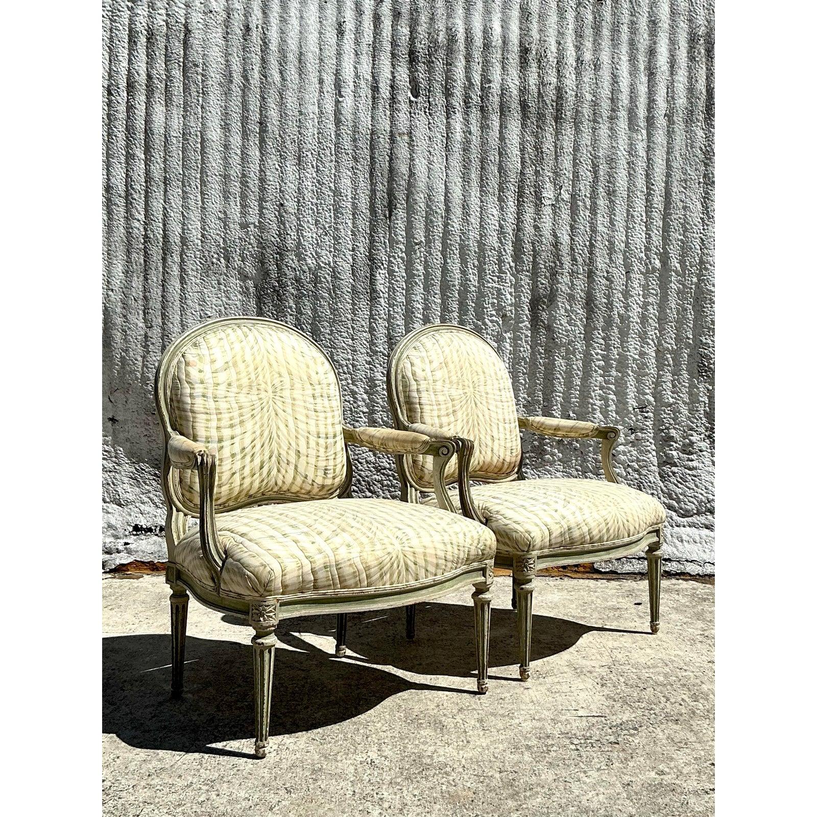 Fauteuil Vintage Regency Swag Print - Pareja en venta 3
