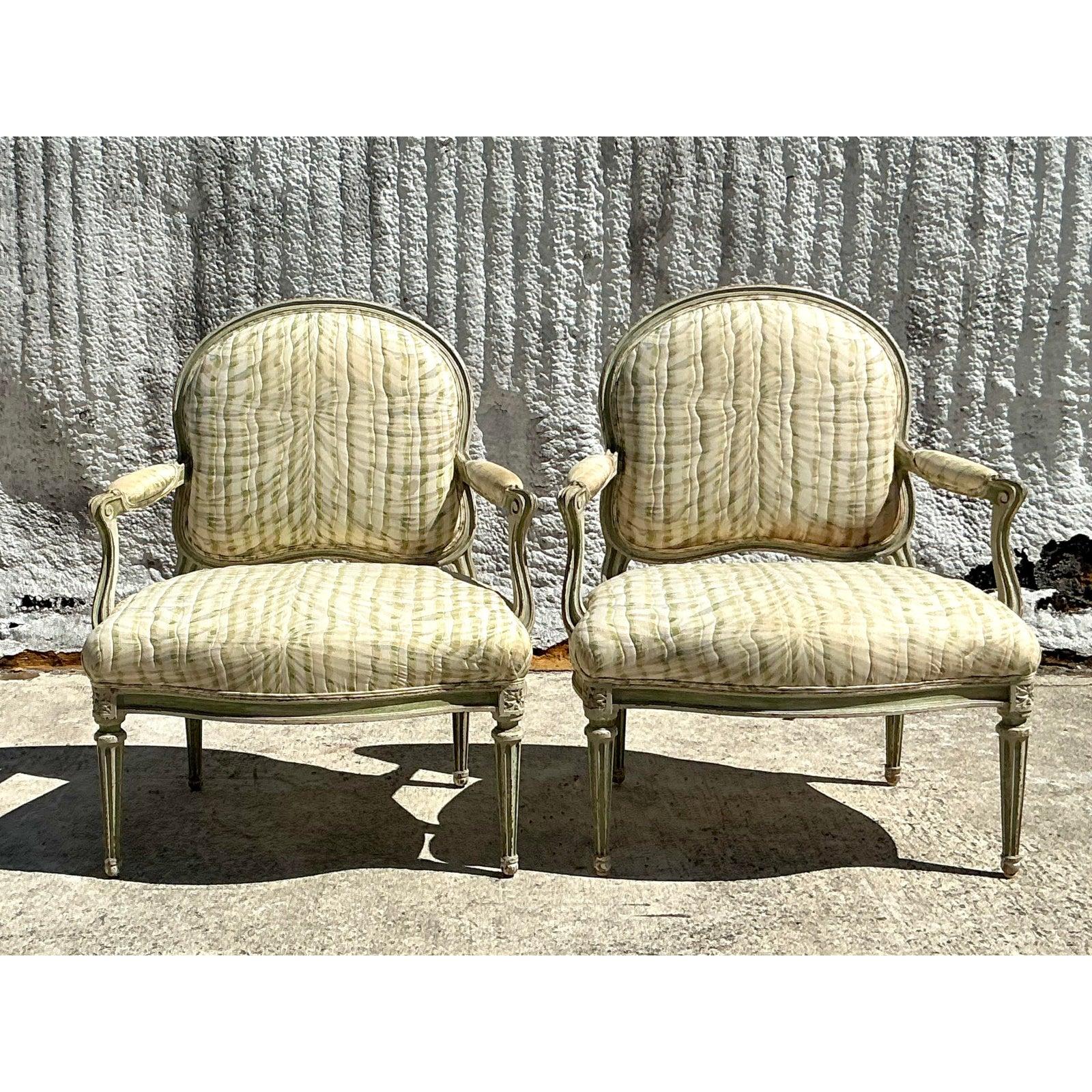 Fauteuil Vintage Regency Swag Print - Pareja en venta 5