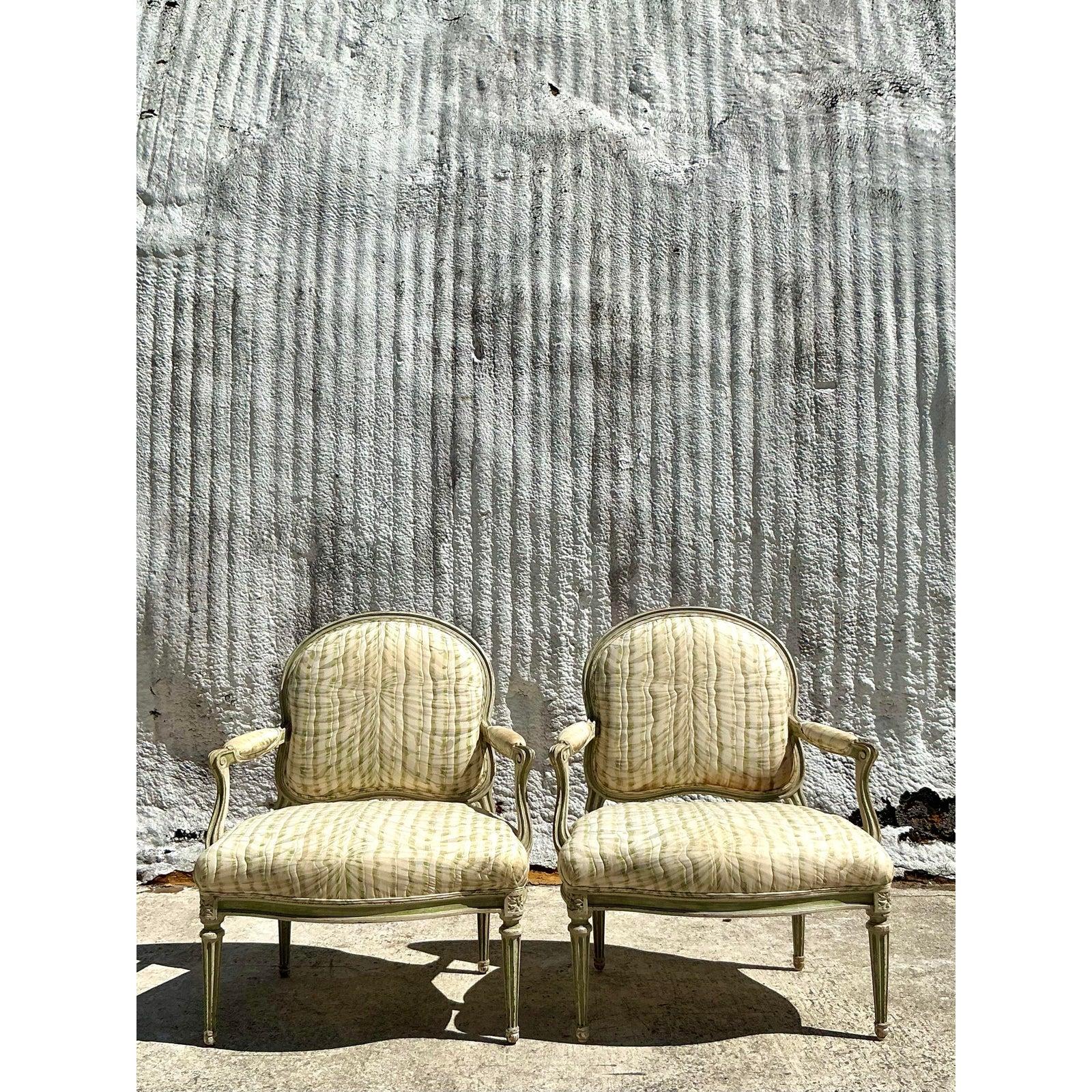 Fauteuil Vintage Regency Swag Print - Pareja en venta 1