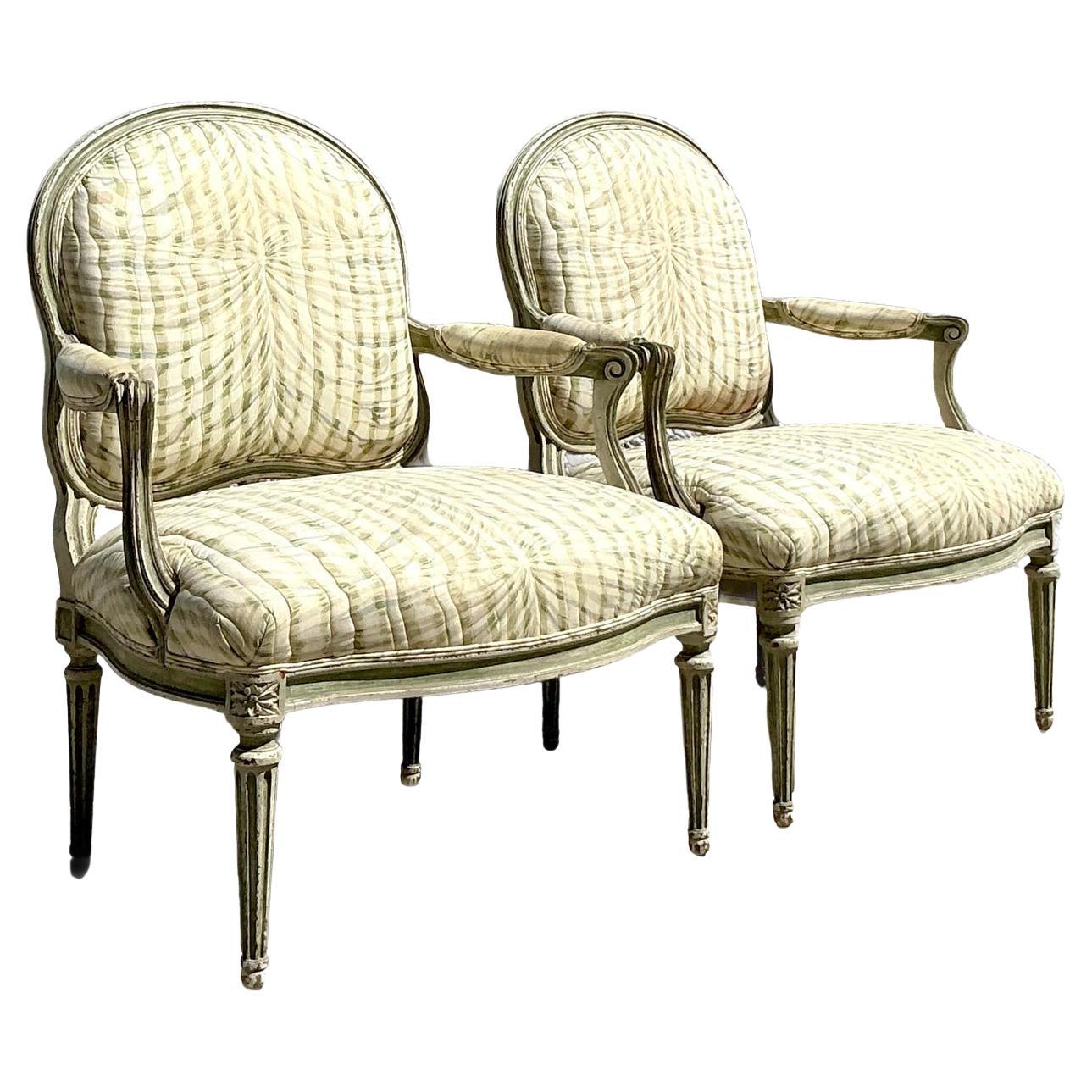 Fauteuil Vintage Regency Swag Print - Pareja en venta