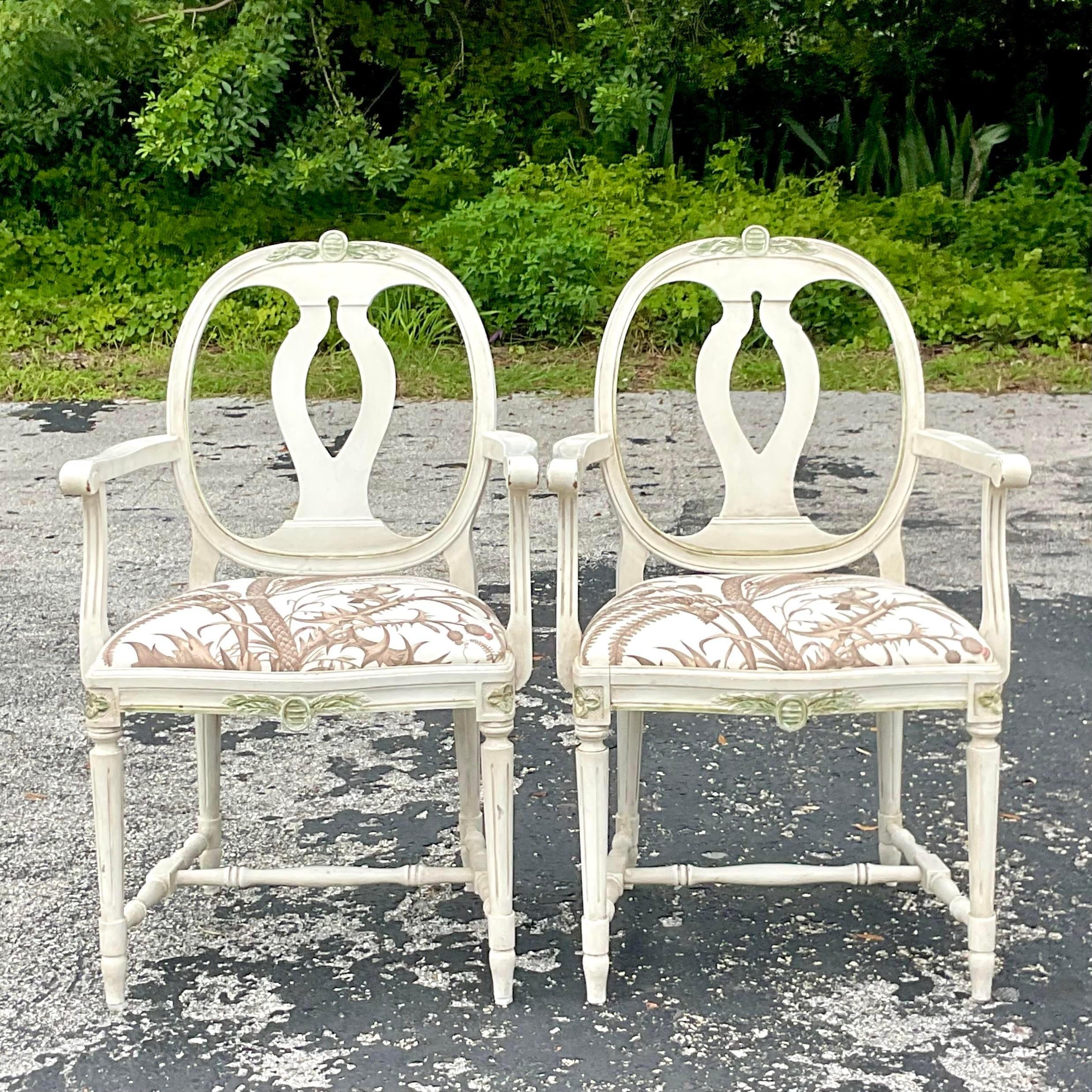 Vintage Regency Swedish Gustavian Arm Chairs - a Pair For Sale 3