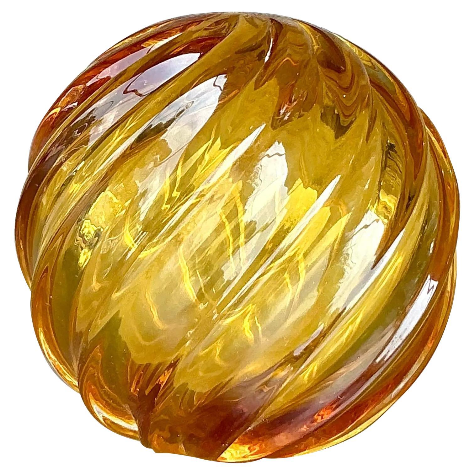 Vintage Regency Swirl Blown Glass Sphere