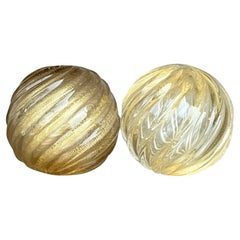 Vintage Regency Swirl Blown Glass Spheres - Set of 2