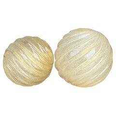 Vintage Regency Swirl Blown Glass Spheres - Set of 2