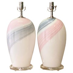 Retro Regency Swirl Murano Glass Lamps