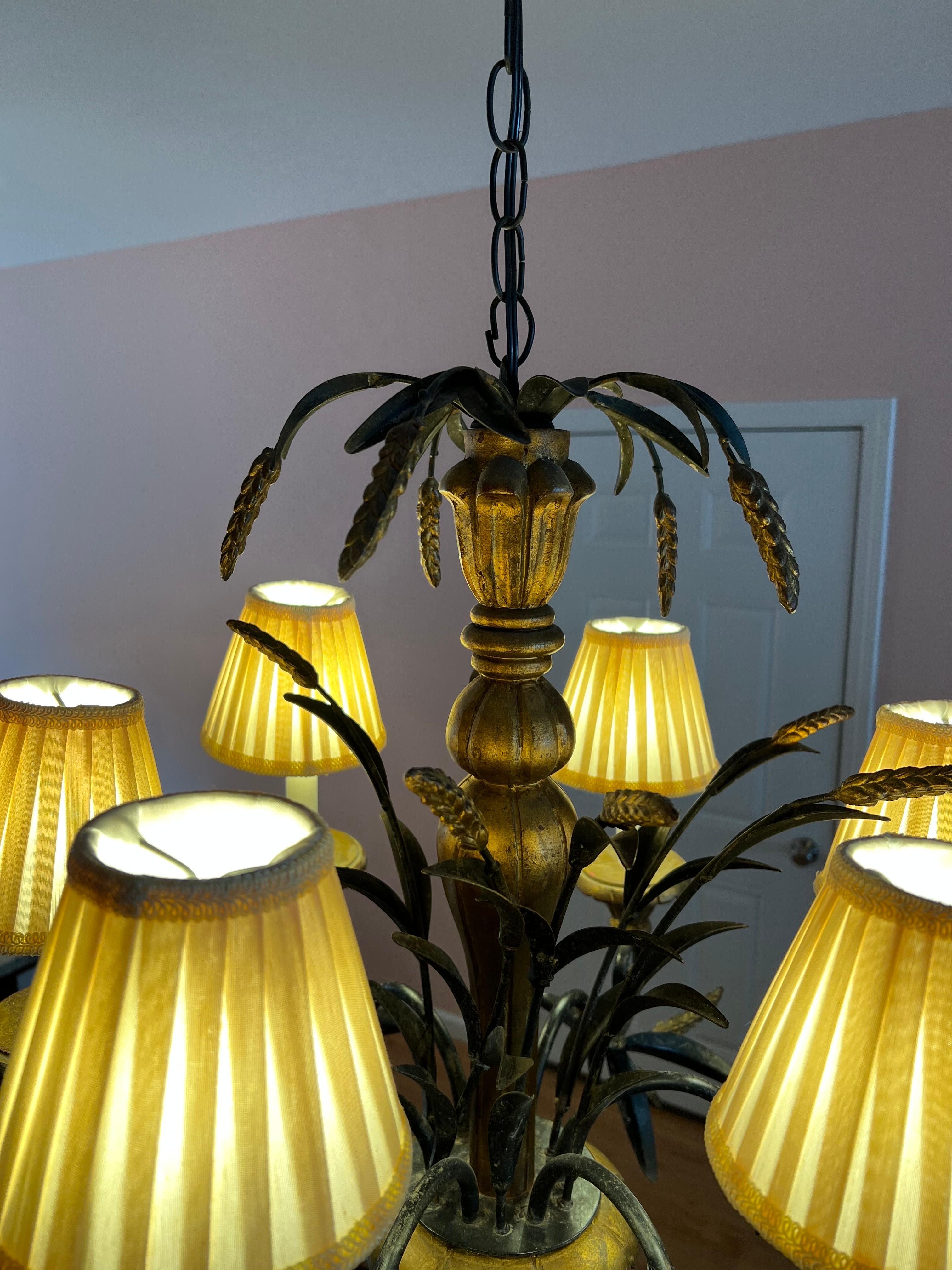 Tole Wheat Sheaf Chandelier in the style of Currey and Company For Sale 4