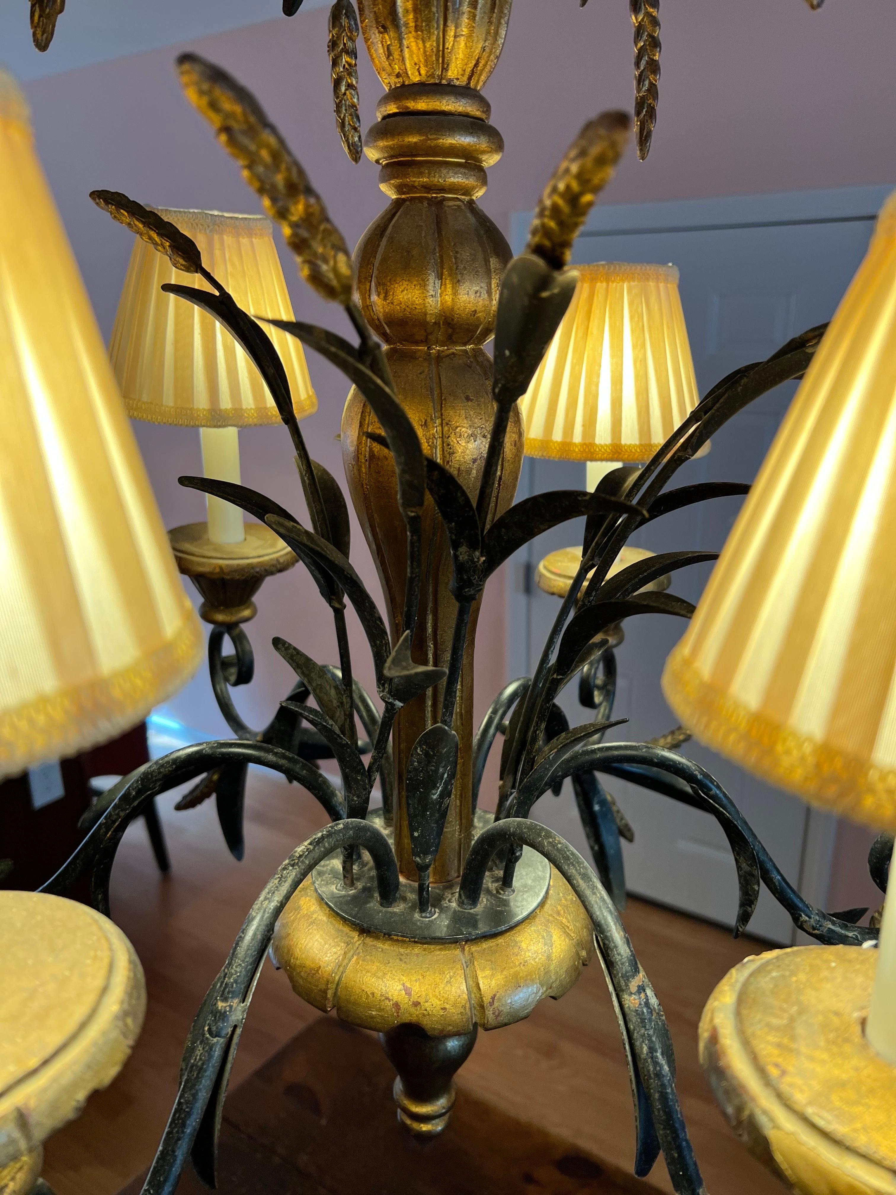 Tole Wheat Sheaf Chandelier in the style of Currey and Company For Sale 5