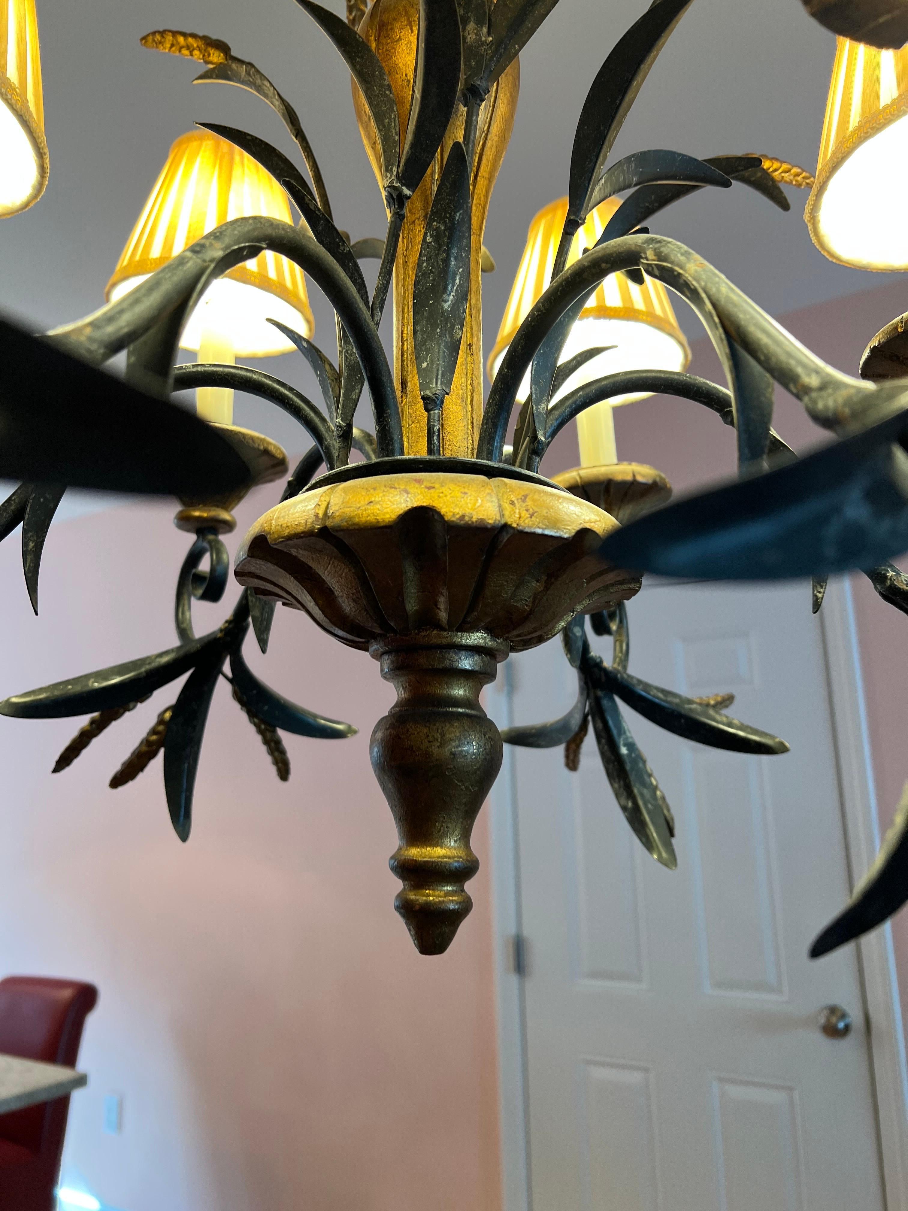 Tole Wheat Sheaf Chandelier in the style of Currey and Company For Sale 6