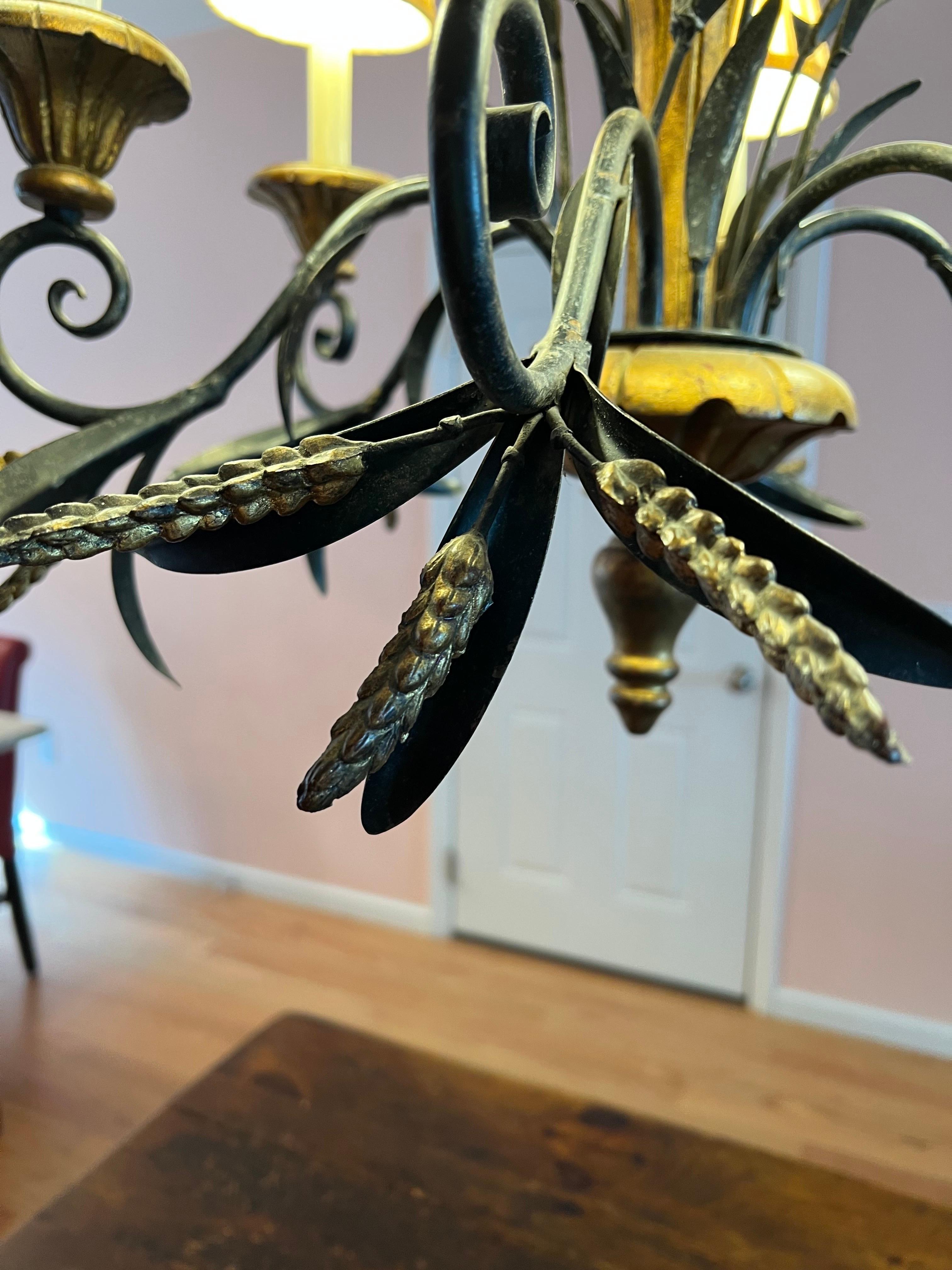 Tole Wheat Sheaf Chandelier in the style of Currey and Company For Sale 7