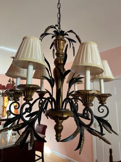Tole Wheat Sheaf Chandelier in the style of Currey and Company