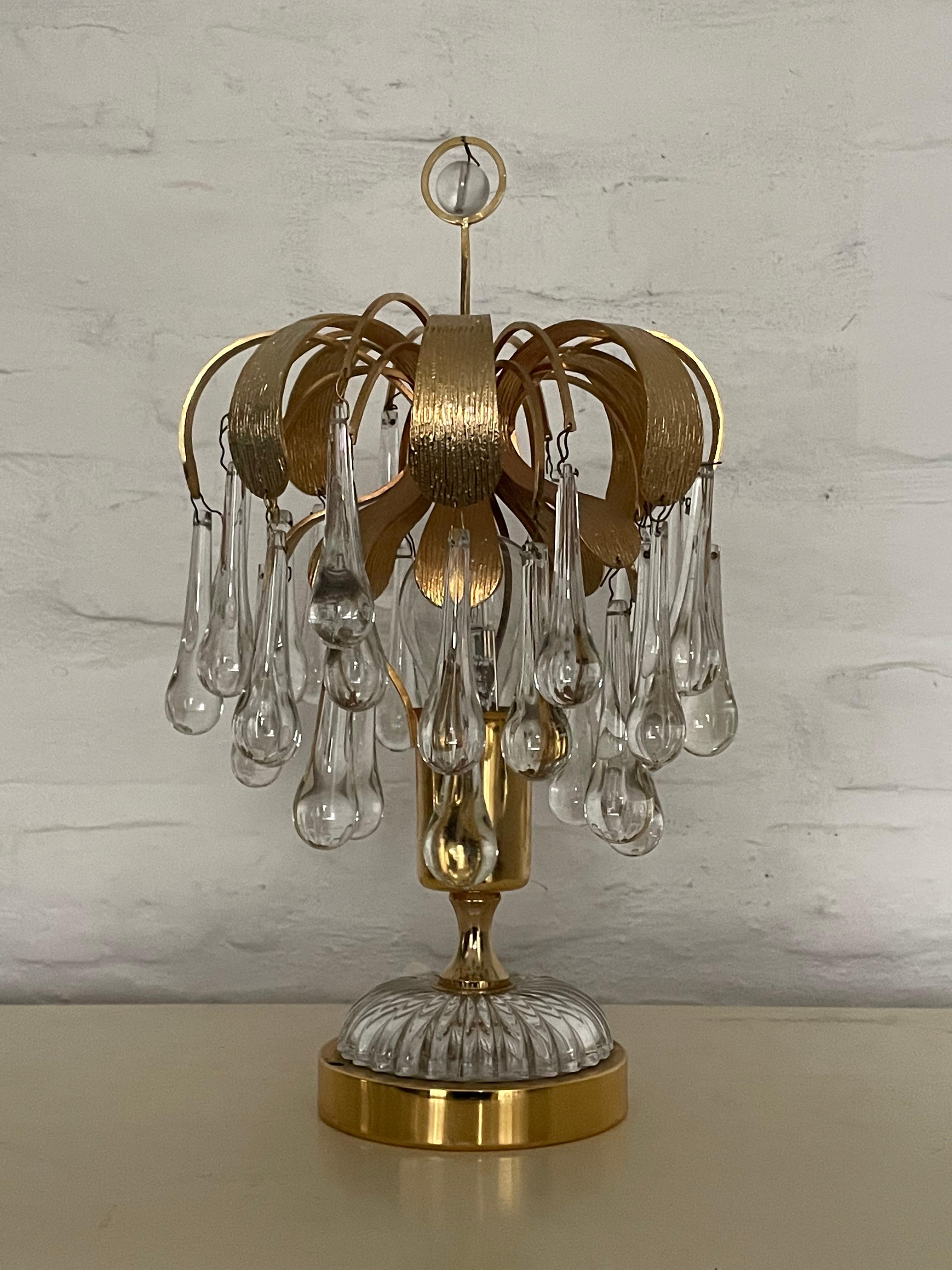 crystal table lamp vintage