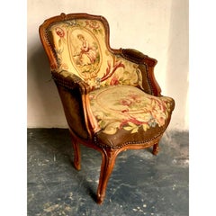Vintage Regency Tapestry Lounge Chair
