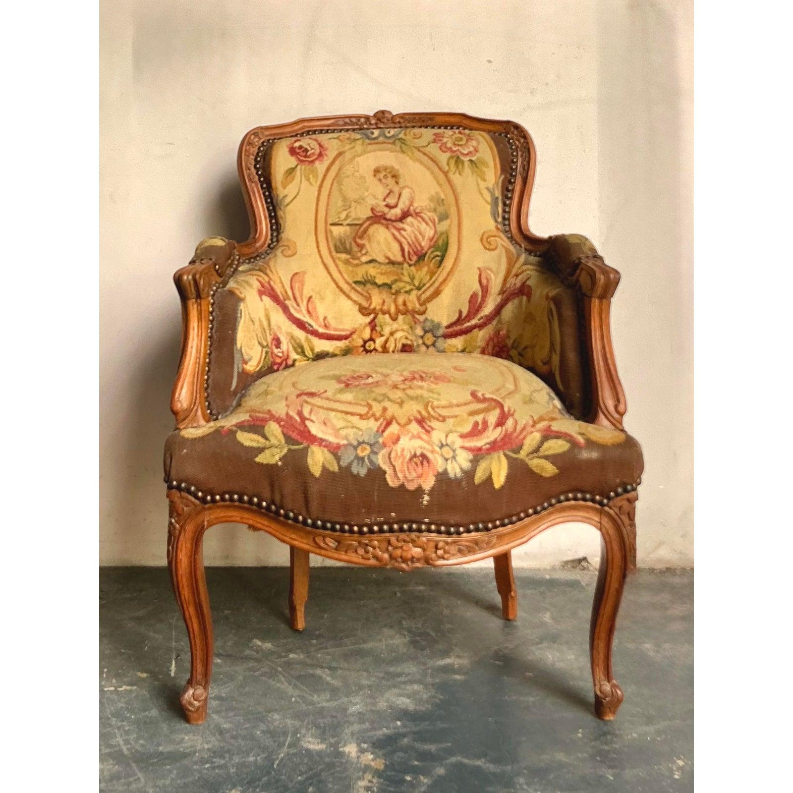 Chaise longue en tapisserie Vintage Regency Bon état - En vente à West Palm Beach, FL