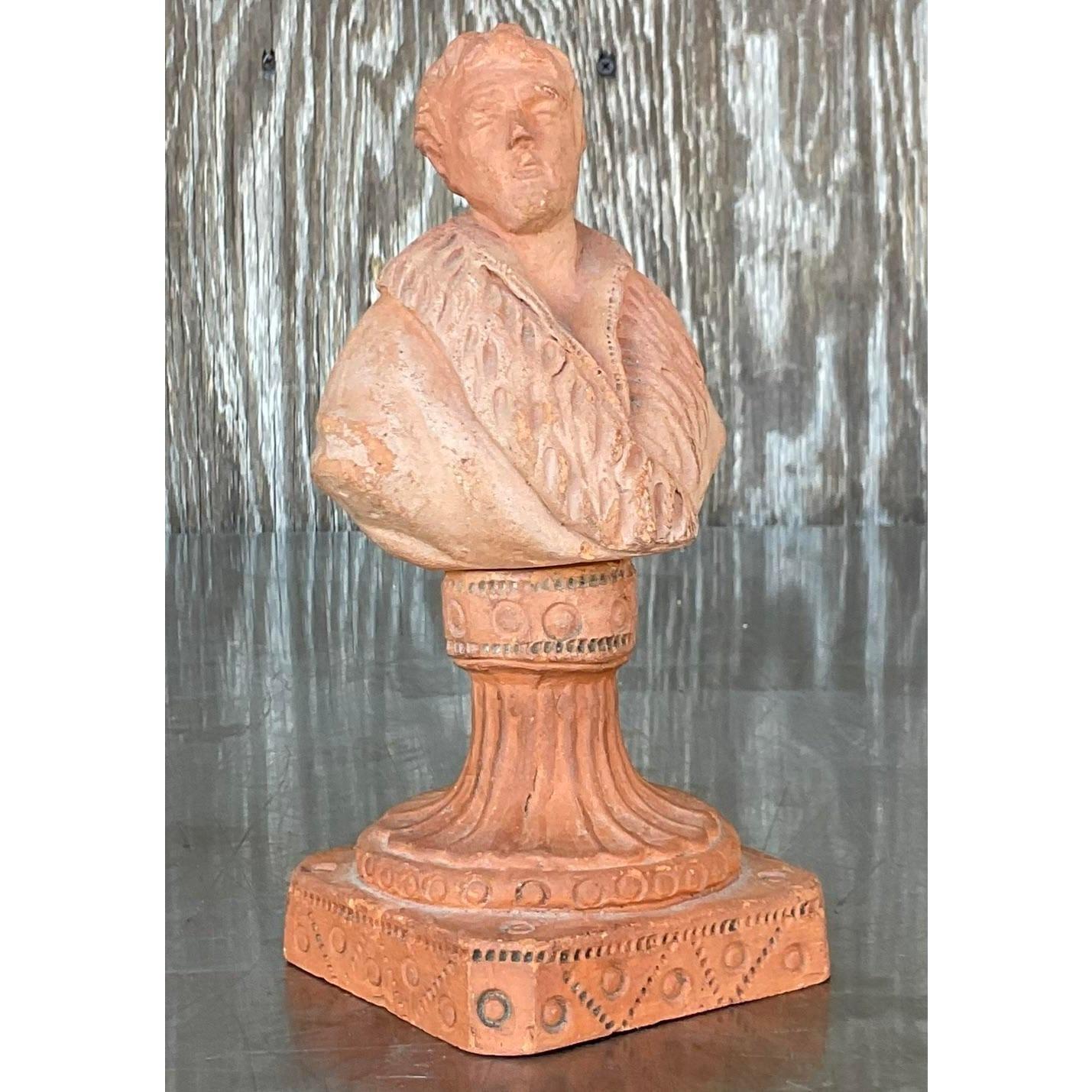 Terracotta Vintage Regency Terra Cotta Busts - Set of 2 For Sale