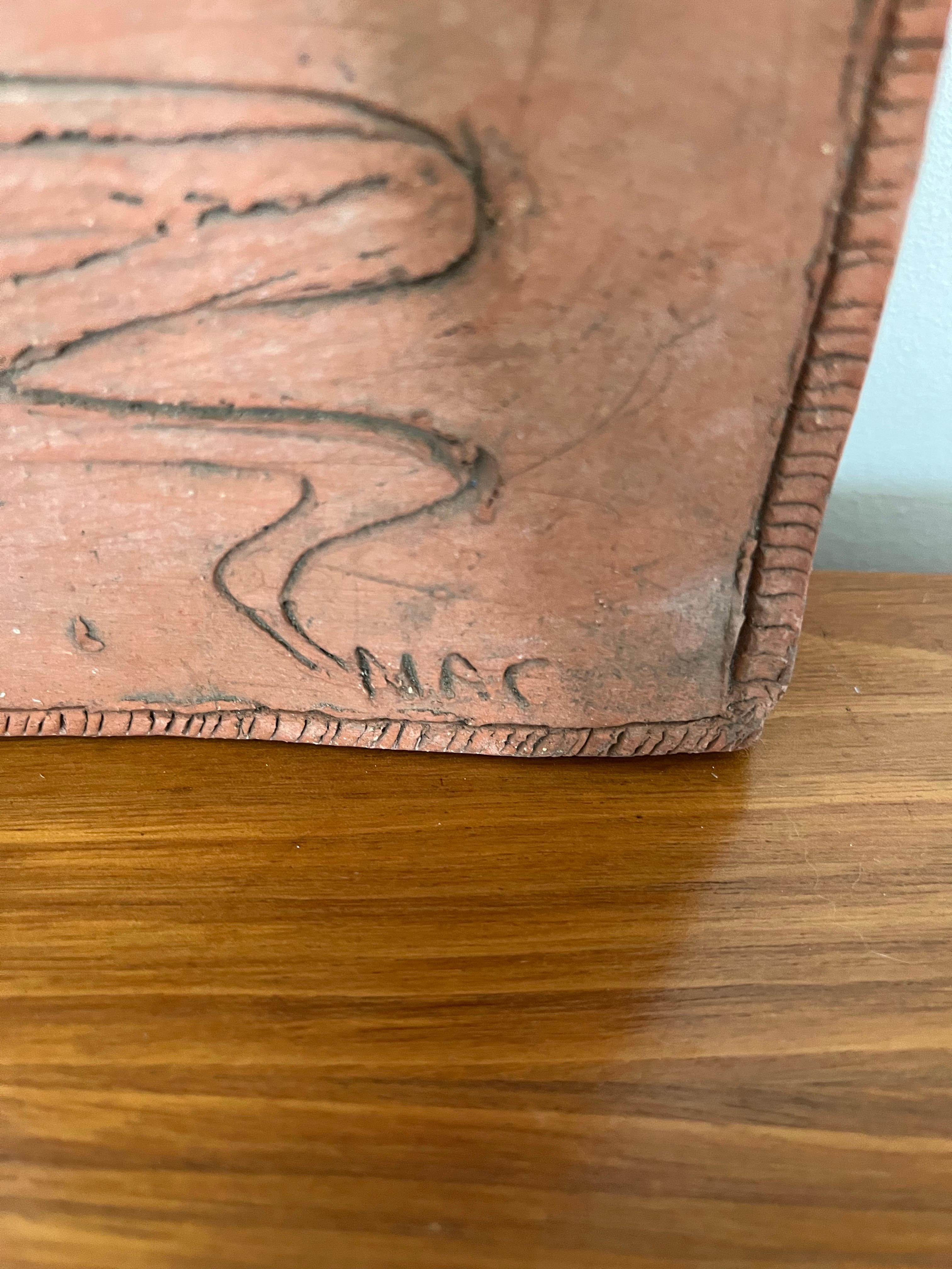 Placca in terracotta vintage Regency con leone In condizioni buone in vendita a W Allenhurst, NJ