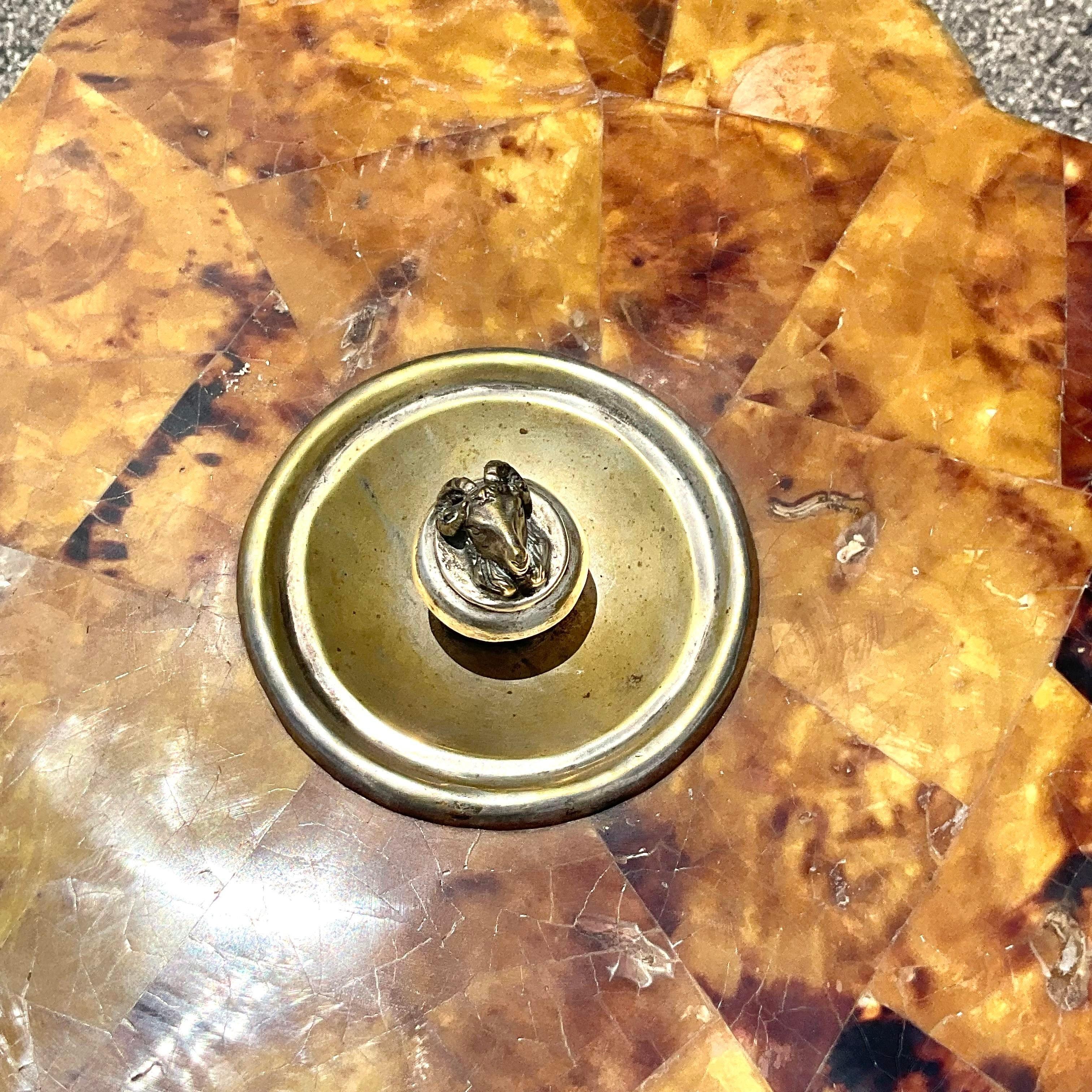 20th Century Vintage Regency Tessellated Horn Lidded Box Side Table