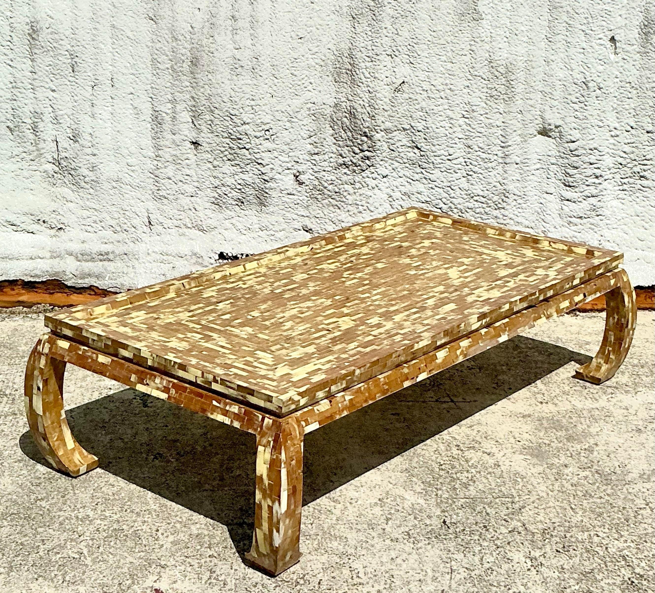 20th Century Vintage Regency Tessellated Horn Ming Coffee Table