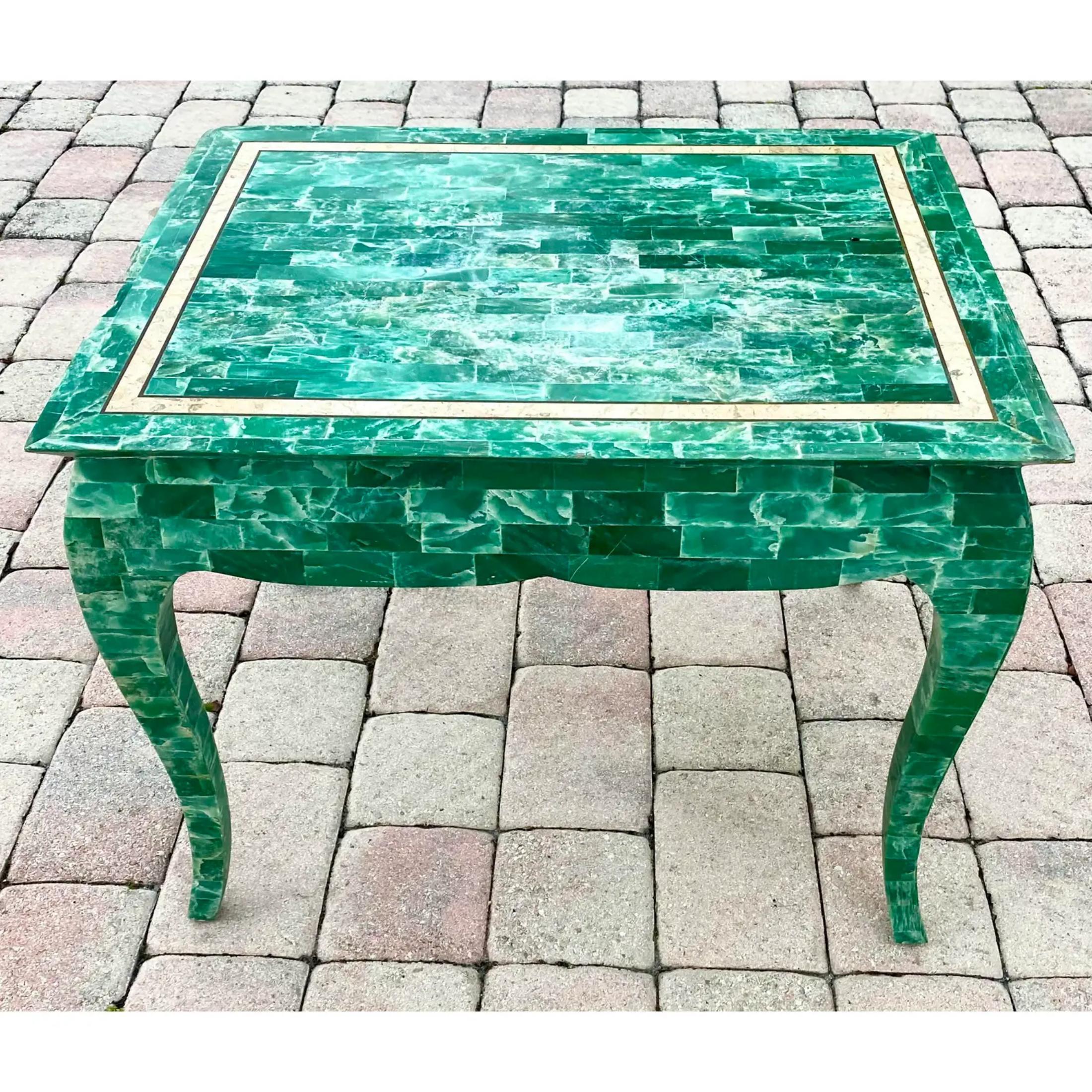 Vintage Regency Tessellated Stone Side Table In Good Condition In west palm beach, FL