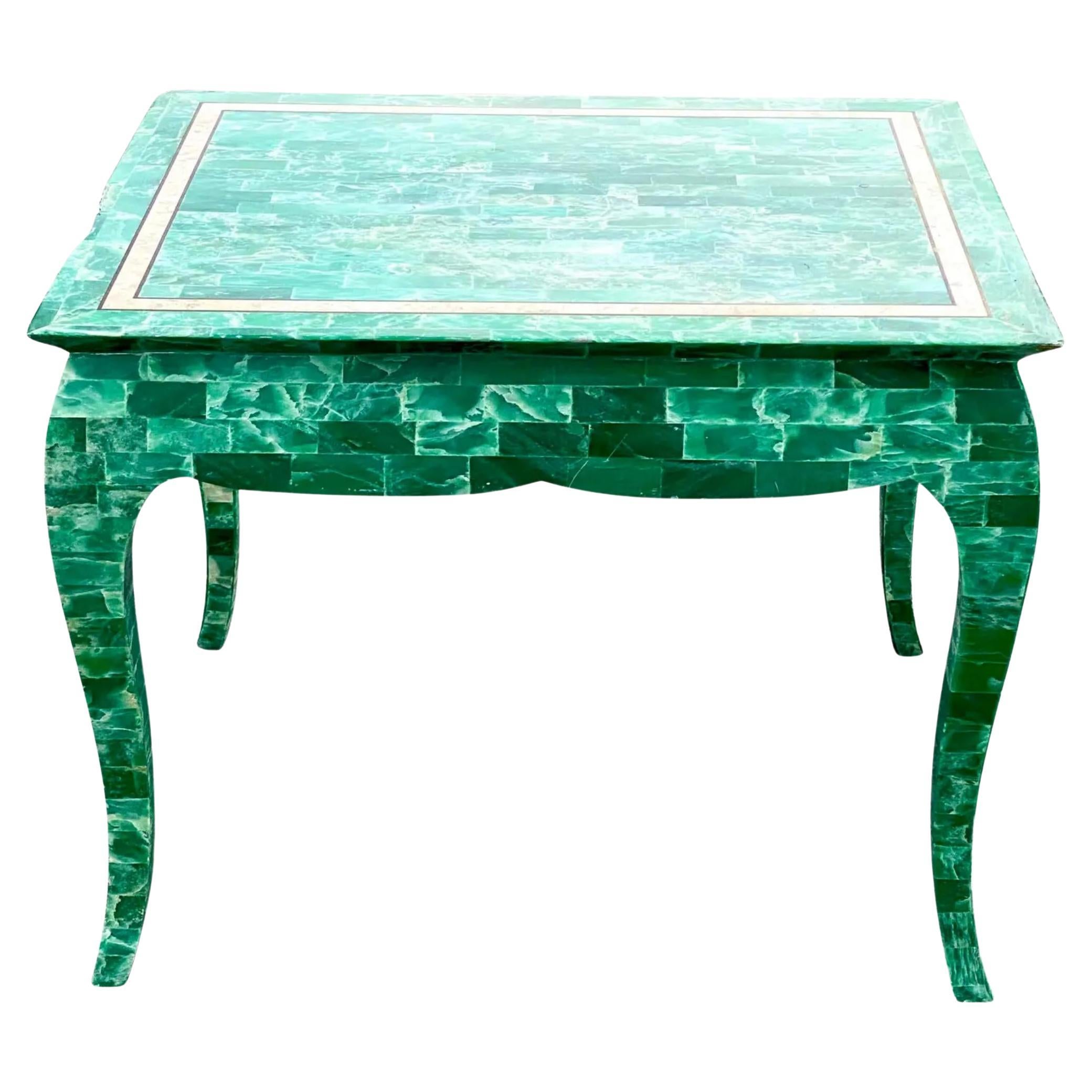 Table d'appoint Régence vintage en pierre tessellée
