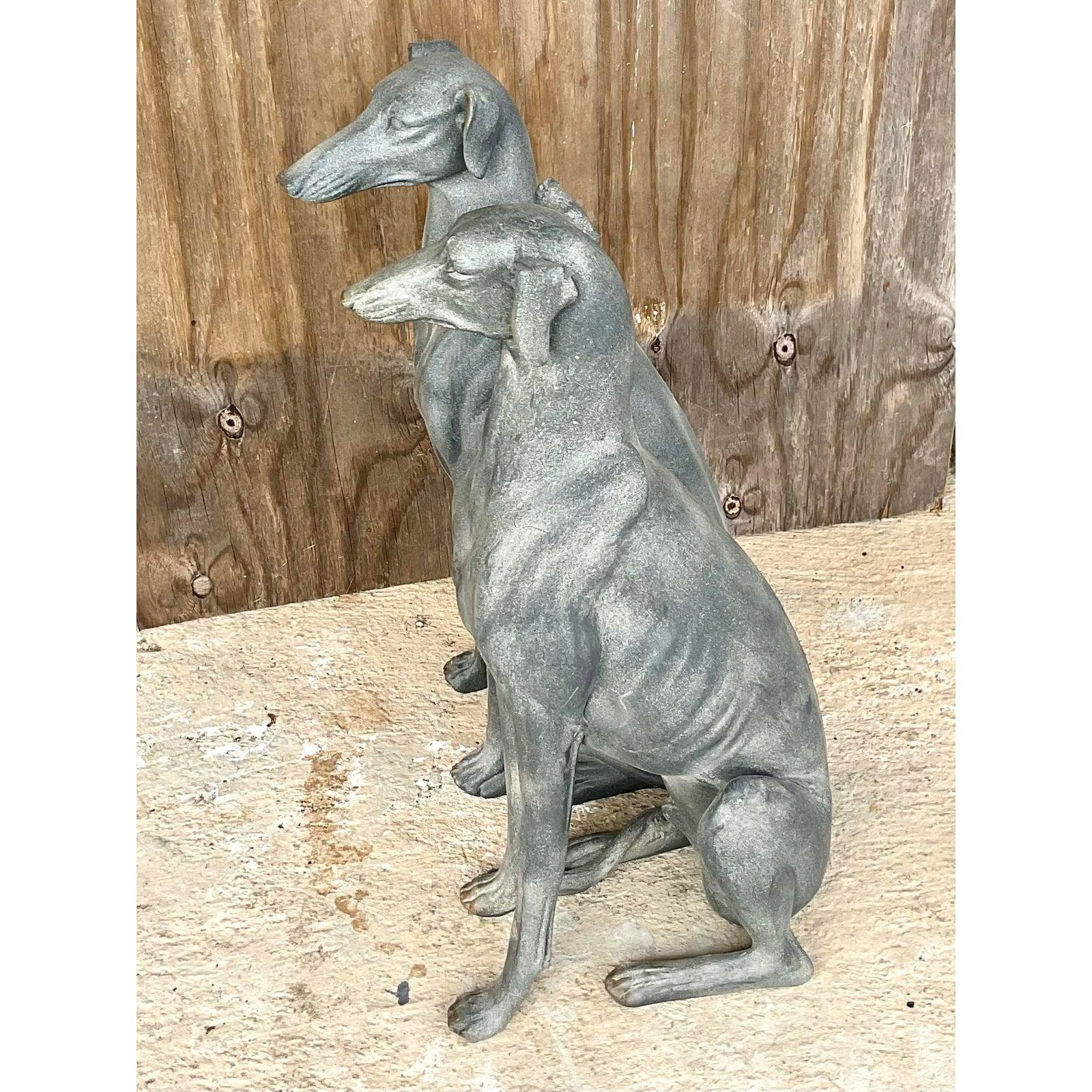 20th Century Vintage Regency Textured Ceramic Greyhounds, a Pair