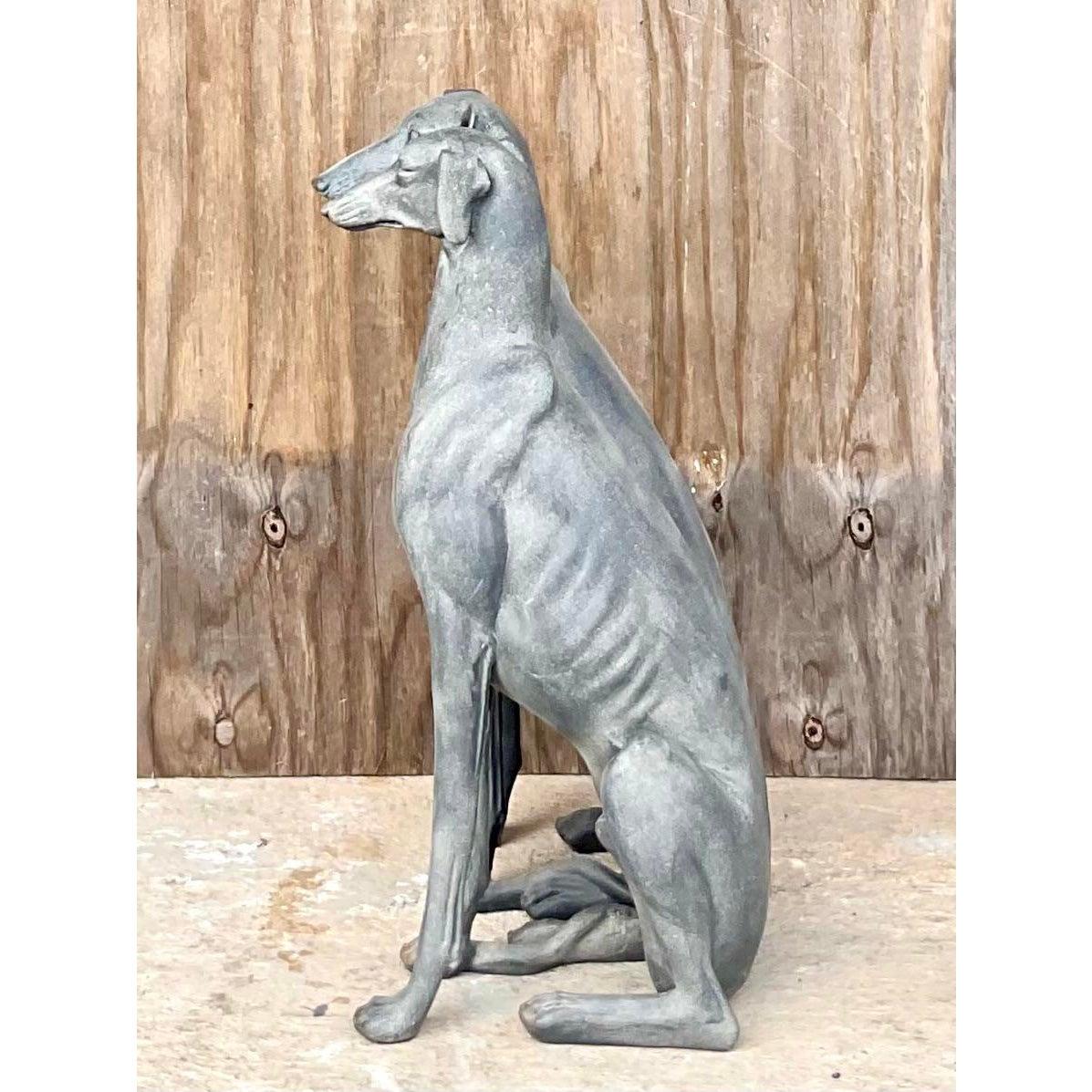 Metal Vintage Regency Textured Ceramic Greyhounds, a Pair